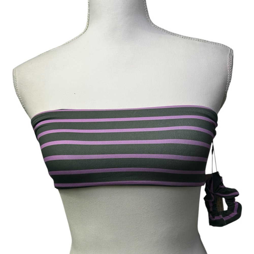 AU NATUREL by GOTTEX womens unpadded bandeau strapless bikini swim tube top NWT